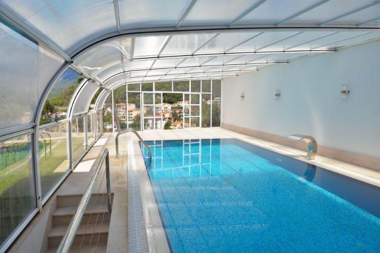 Swimming pool ceiling